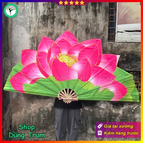 Quạt đại hoa sen nan dài 1m, quạt múa hoa sen cỡ lớn kích thước 2m