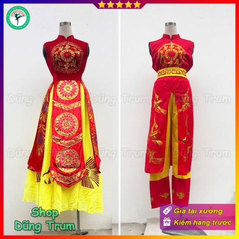 Trang phục Âu Lạc đỏ vàng hóa trang Âu Lạc kích thước người lớn