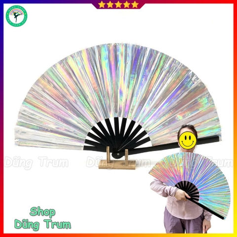 Quạt Múa Quạt Võ KungFu Vải Phản Quang Xương Tre Cao Cấp Dày Mịn