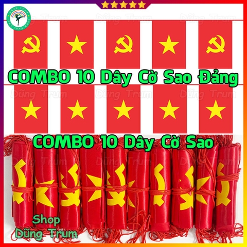 Sỉ 10 Cuộn Cờ Dây Sao Đảng chất vải Satanh đẹp chịu nắng mưa treo trang trí Quốc Khánh 2/9