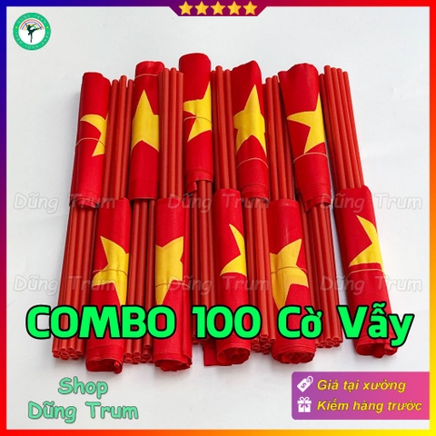 Combo 100 Cờ Vẫy Tổ Quốc vải phi bóng đẹp, cờ Tổ quốc cầm tay