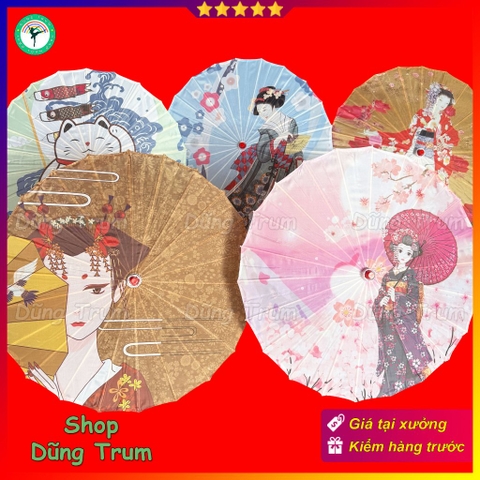 Ô Cổ Trang phong cách Nhật Bản trụ gỗ vải lụa trang trí biểu diễn siêu đẹp