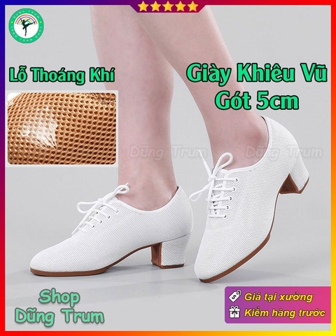 Giày khiêu vũ đế su liền cao 5cm với thiết kế lỗ thoáng khí thông thoáng nhẹ nhàng KV32