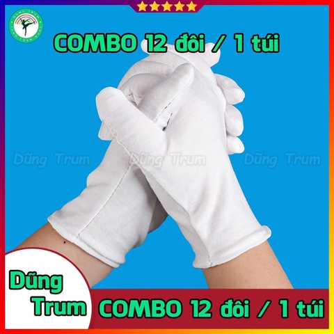 Combo 12 Đôi Găng Tay Nghi Thức Trắng Chất Cotton Mềm Mại Siêu Đẹp