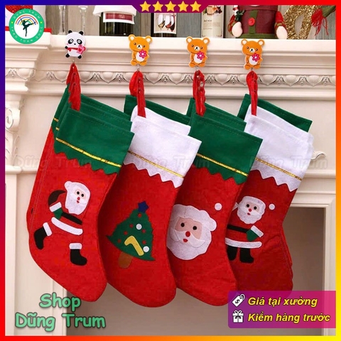 COMBO 12 Tất Noel đựng quà size to 23 x 36cm trang trí Giáng Sinh chất liệu vải không dệt