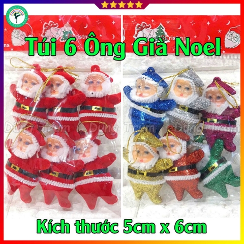 Sét 6 ông già Noel trang trí Giáng Sinh kích thước 5*6cm đủ màu sắc