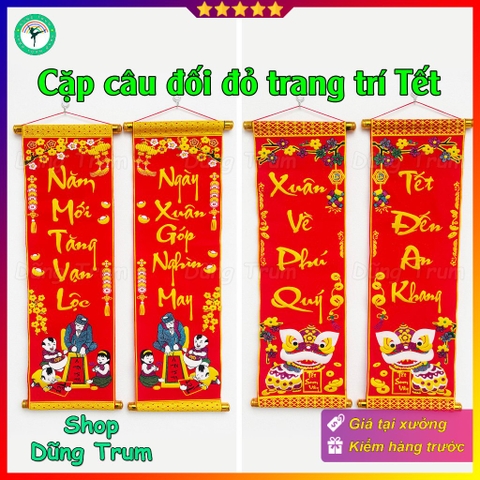 Câu đối Tết trang trí, cặp câu đối đỏ kích thước số đỏ thần tài 79cm trang trí Tết