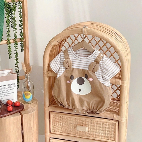 JS - Body gải yếm áo kẻ nâu mặt gấu(66-80)