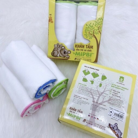 MIPBI - KHĂN TẮM HỘP 4 LỚP 100% COTTON HM-02 (75X85CM)