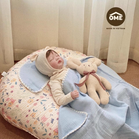 OME - SET CHĂN 4 LỚP SỢI TRE KÈM GỐI