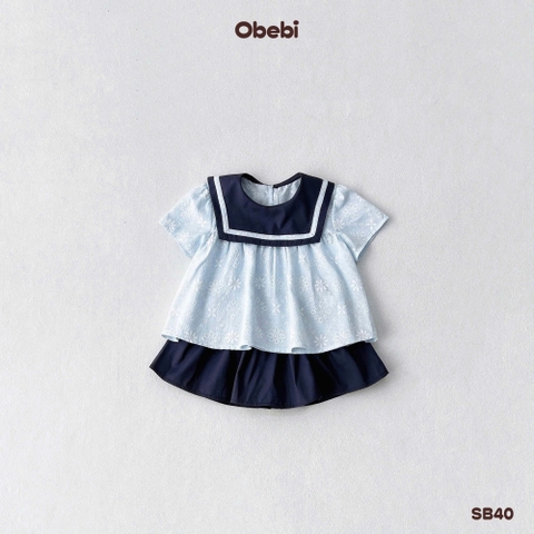 OBEBI - Set bộ bé gái cổ thuỷ thủ OBEBI (73-120)