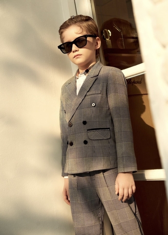 K137 Set Vest ghi kẻ 4 khuy(110-160)