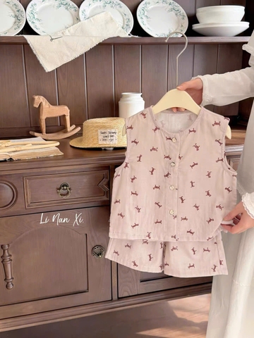 TL - Bộ ba lỗ hoạ tiết cún con (90-140)