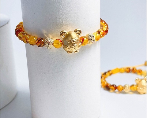 AMBER - VÒNG TAY HỔ PHÁCH PHÁP MIX BẠC XI VÀNG