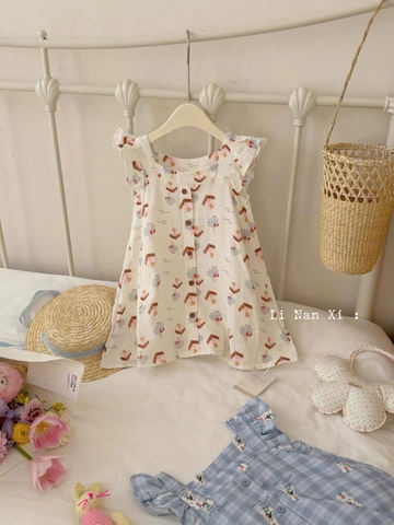 BK - Váy sát nách hoạ tiết ngôi nhà (90-130)