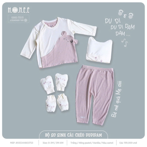 HRNEE - Bộ sơ sinh cài chéo DUIDAM(0-6M)