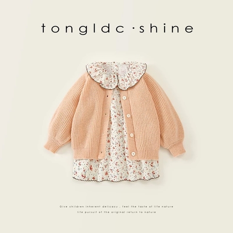 LB - Set váy hoa nhí + áo len cardigan(90-140)