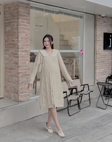 JM Váy len be cổ lá ren (FREESZ 45-70kg)