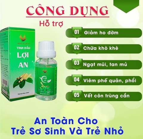 LỢI AN - TINH DẦU BÔI HO, SỔ MŨI, KHÒ KHÈ, MUỖI ĐỐT