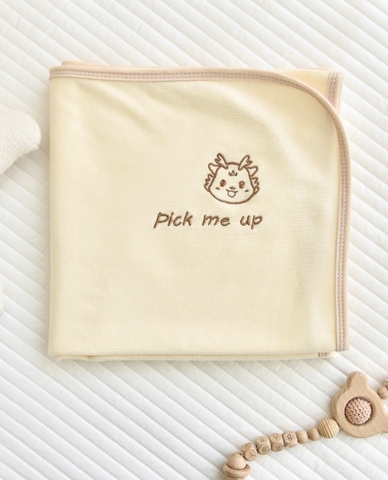 BS - Khăn ủ 1 lớp cotton viền in hình 100x100cm