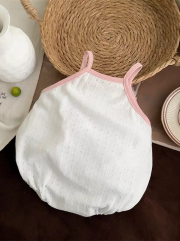 JS - Body cotton 2 dây trắng viền hồng tai thỏ(66-80)