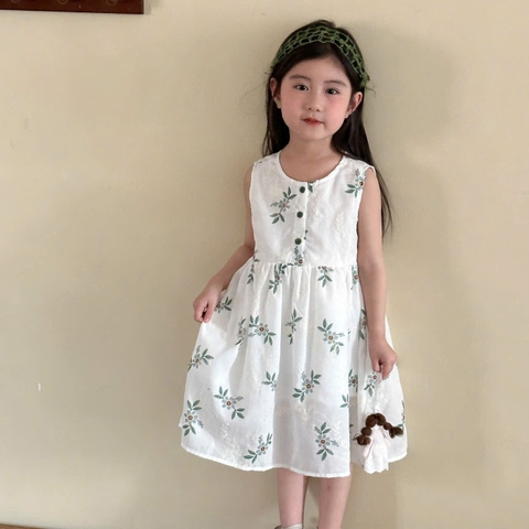 TL - Váy ba lỗ trắng hoa xanh(80-150)