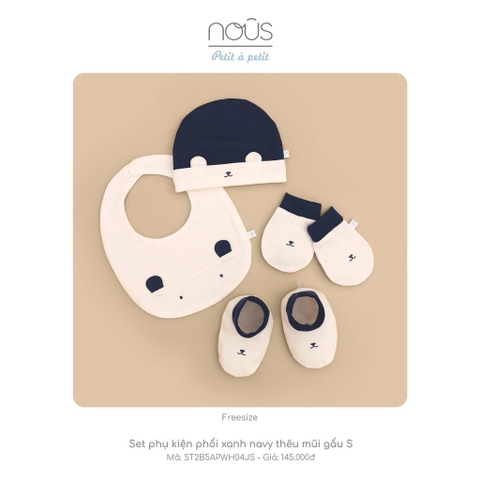 Nous Set Phụ kiện xanh phối trắng in hình Gấu