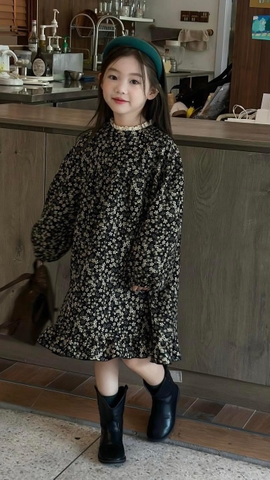 DC Váy hoa  cổ phối ren(3-7)