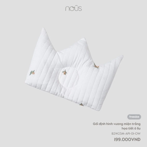 NOUS Gối định hình trắng hoạ tiết ô liu FREESz