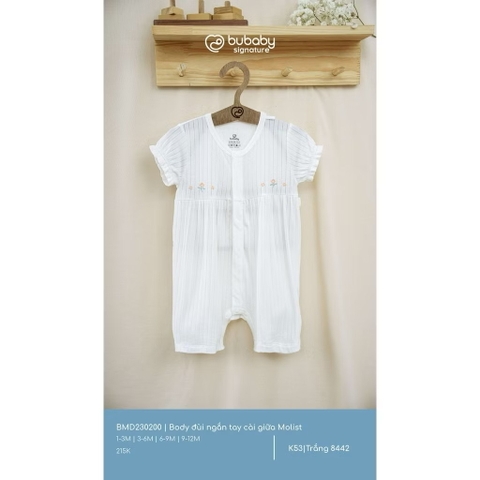 BUBABY - Body đùi ngắn tay cài giữa Molist(1-12M)