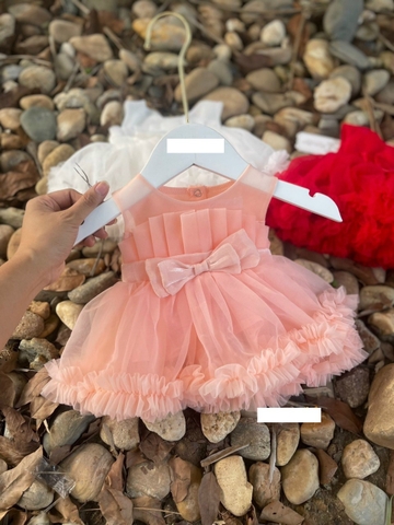 MT - Body váy voan hồng ơ ngực+turban(3-18M)