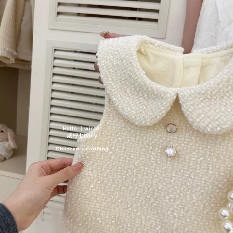 TL - Váy gile dạ kem cổ sen tùng bèo(80-120)