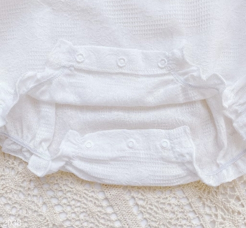 JS - Set body trắng bèo ngực thêu hoa+turban(59-80)