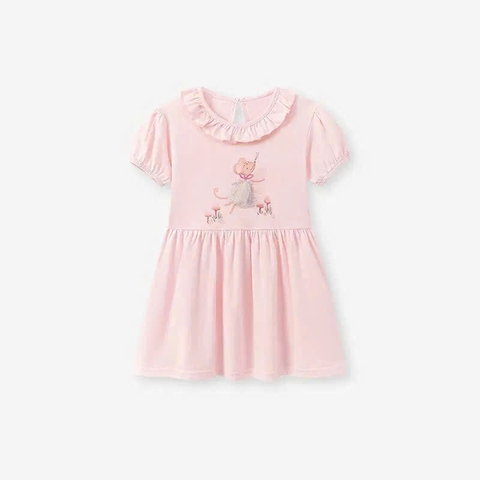 TL - Váy hồng viền bèo hình cổ tích (2-7Y)