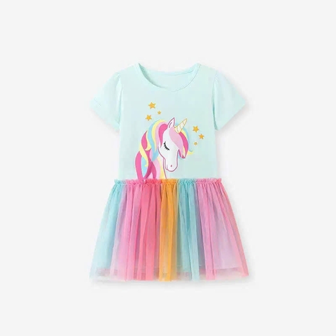 TL - Váy Unicorn cầu vồng (2-7Y)