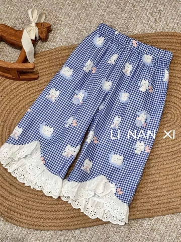 TL - Quần suông caro viền bèo (90-140)