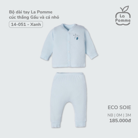LA POMME - Bộ dài tay cúc lệch gấu và cá nhỏ(NB-6M)