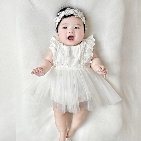 JS - Body váy voan trắng ren bèo cổ vuông(66-80)