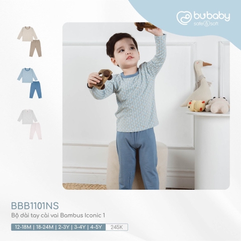 BUBABY - Bộ dài tay cài vai Bambus Iconic 1(12M-5Y)