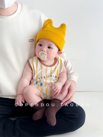 JS - Body sát nách sọc vàng hoạ tiết cún(66-80)