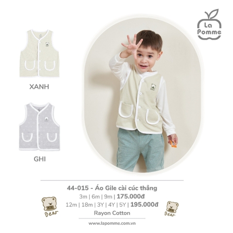 LA POMME - Áo gile viền màu túi đôi(3M-5Y)