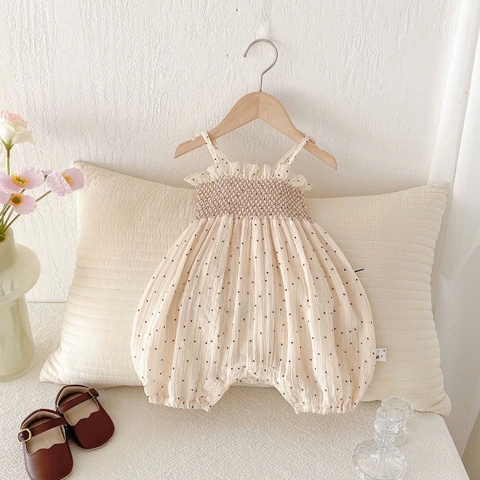 JS - Body 2 dây đùi be chun ngực chấm bi nâu(66-80)