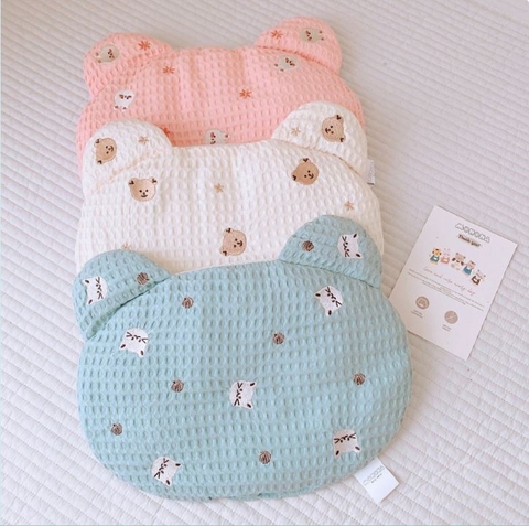 MONONA - GỐI TAI GẤU THÊU VẢI WAFFLE