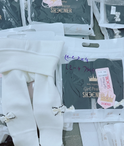 MT Quần tất lót nỉ đính nơ trắng(1-4Y)