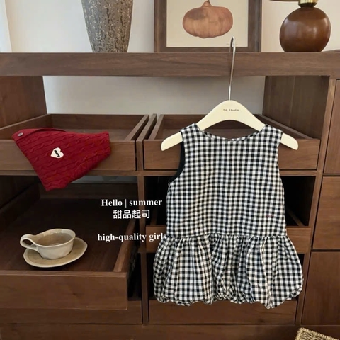 TL - Váy bí kẻ caro đen trắng(80-130)