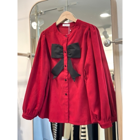 JM Áo nhung đỏ phối nơ đen(S-L)