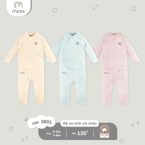 MINNI - BỘ SƠ SINH CÀI CHÉO MN3801