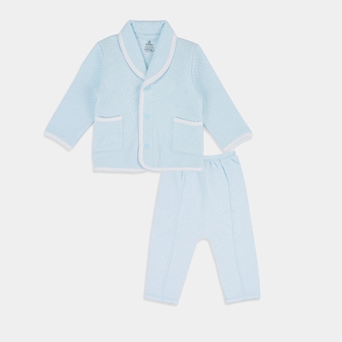BU Bộ dài tay cài chéo Quilted chần bông(6-12M)