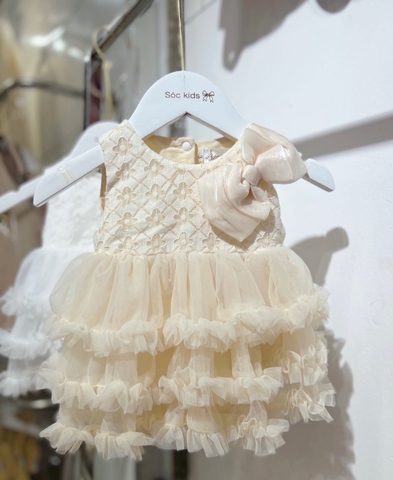 MT - Body váy voan be nơ ngực+turban(3-18M)