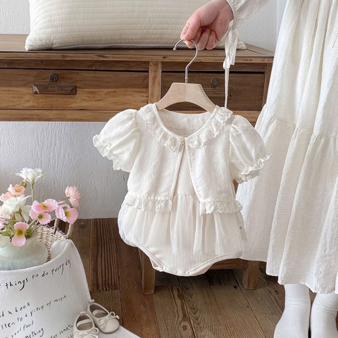 JS - Set áo cardigan ngắn+body váy 2 dây be(66-80)